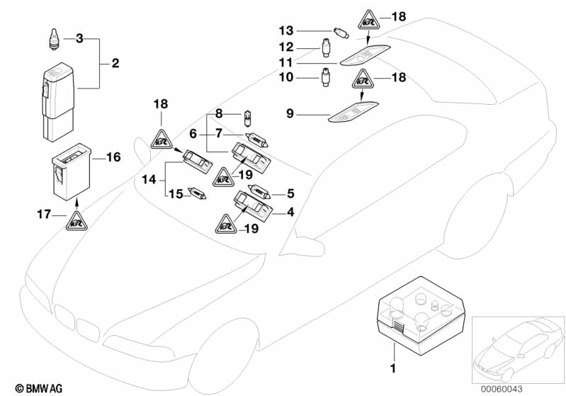 Genuine BMW 63318360107 E39 E38 Interior Light And Reading Light BEIGE (Inc. 740iL, 525td & 540i) | ML Performance EU Car Parts