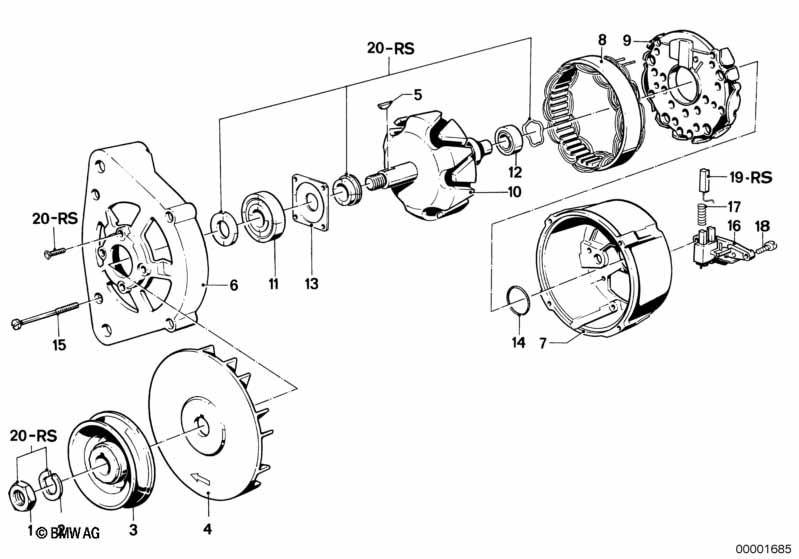 Alternator, individual parts