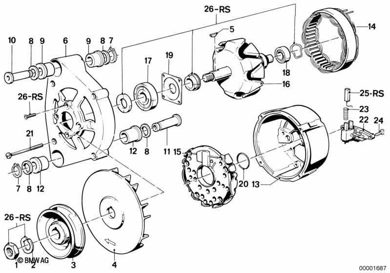 Alternator, individual parts