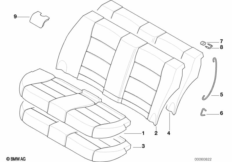 Seat rear, upholstery & cover base seat