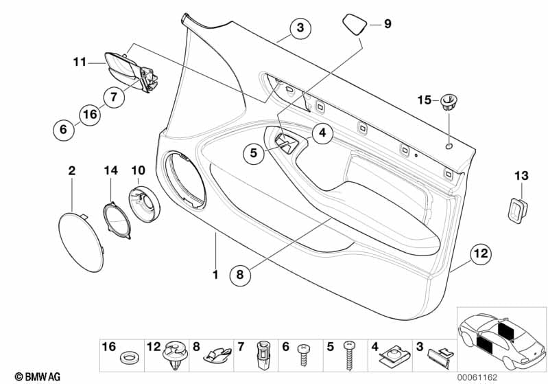 Door trim panel, front / side airbag