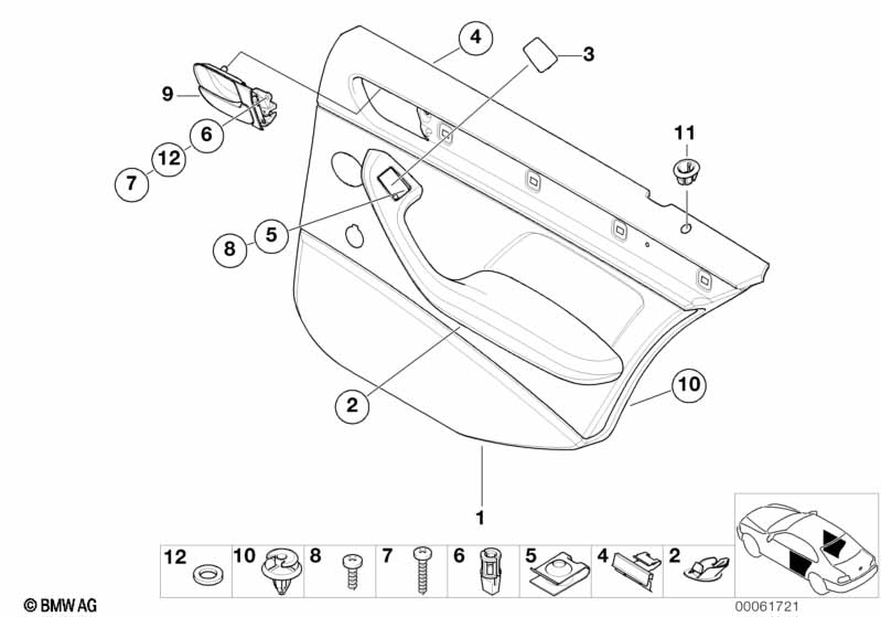 Genuine BMW 51428224538 E46 Door Trim Panel, Rear, Right GRAU (Inc. 330xd, 316i 1.6 & 320d) | ML Performance EU Car Parts