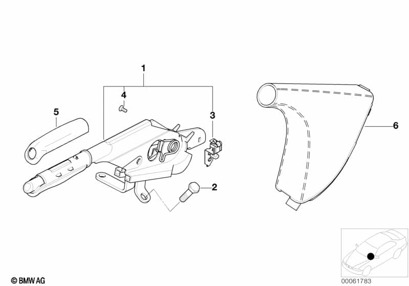 Handbrake lever with ring