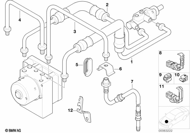 Brake pipe front ABS/ASC+T