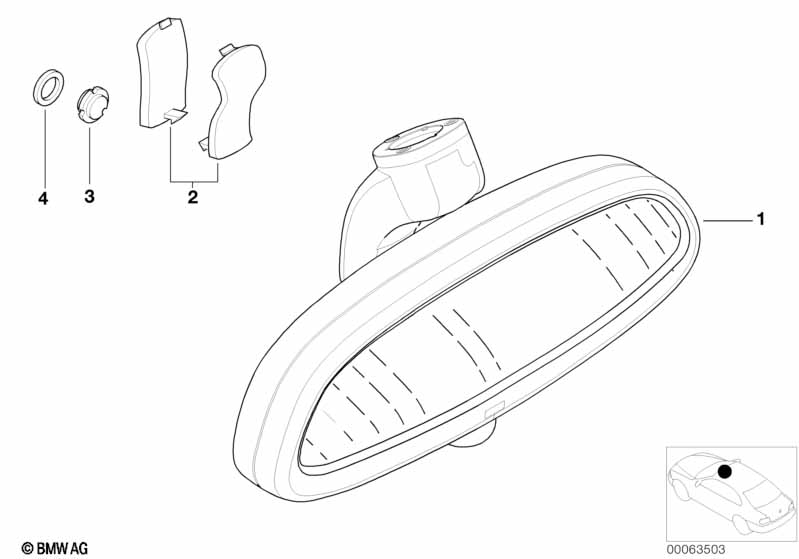 Genuine BMW 51168257712 E52 Rearview Mirror Ec / Led / Radio 433 MHZ (Inc. Z8) | ML Performance UK Car Parts