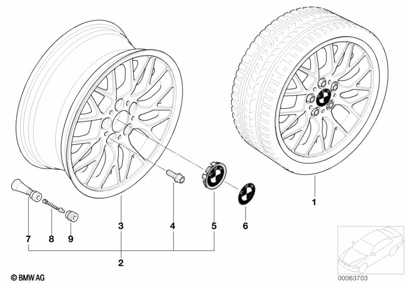 BMW light alloy wheel, cross spoke 78