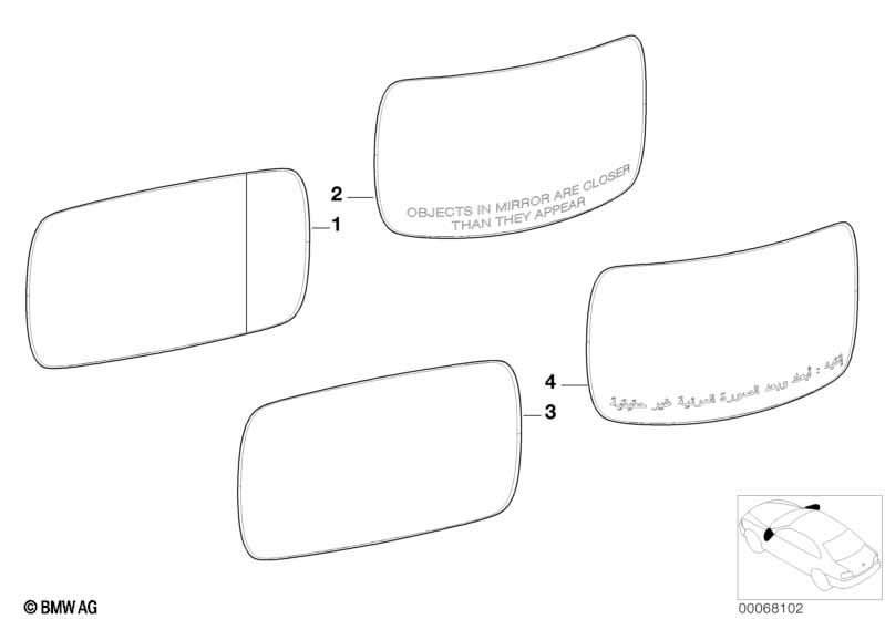 Genuine BMW 51168240904 E52 Mirror Glas Heated Convex Right (Inc. ALPINA V8 & Z8) | ML Performance UK Car Parts