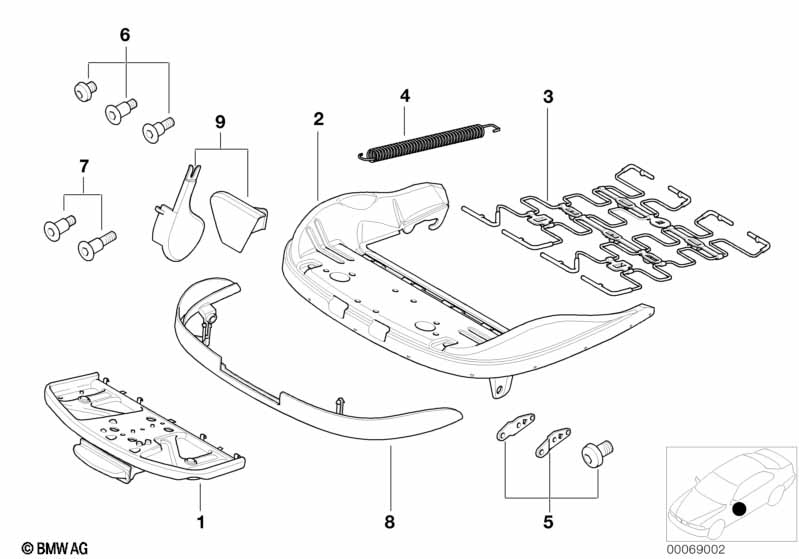 BMW sports seat frame mechanical