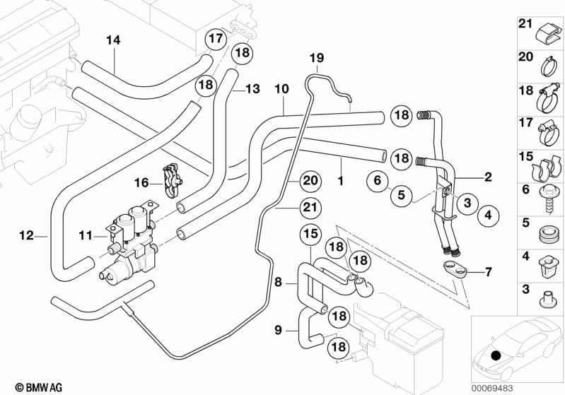 Genuine BMW 64218367929 E39 Hose F Water Valve And Left Radiator (Inc. 530i, 525d & 525tds) | ML Performance EU Car Parts