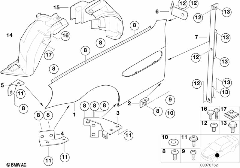 Genuine BMW 41357011645 E52 Bracket, Side Panel, Wheel Opening Left (Inc. ALPINA V8 & Z8) | ML Performance EU Car Parts