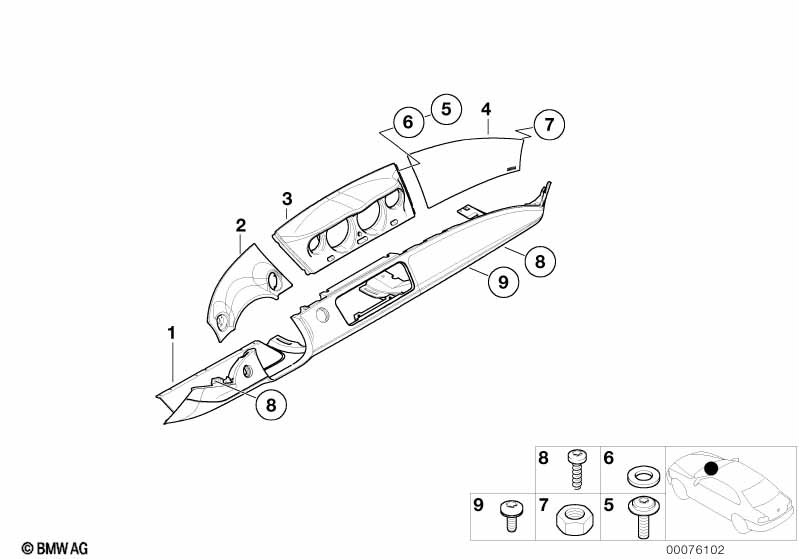 Genuine BMW 51457004052 E52 Instruments Combination Covering TITANSILBER DKL (Inc. ALPINA V8 & Z8) | ML Performance EU Car Parts