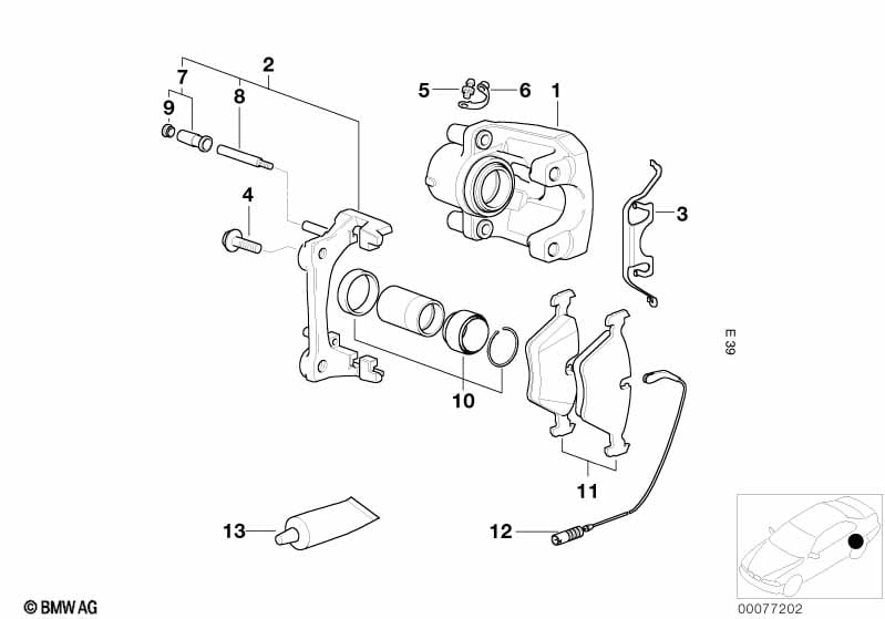 Rear brake / brake pad / wear sensor