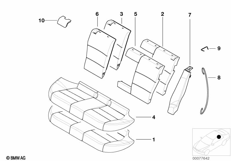 Seat, rear, uphlstry/cover, load-through