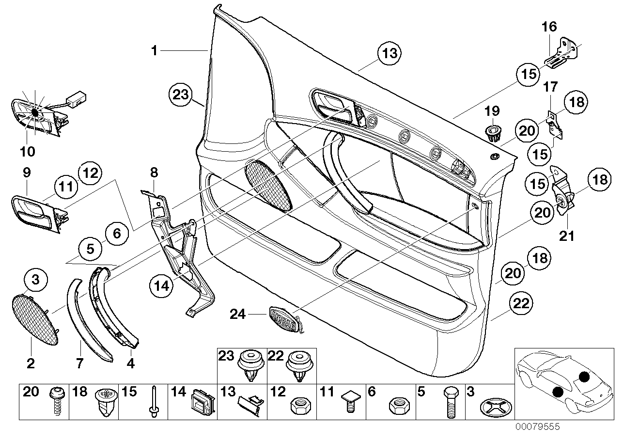 Genuine BMW 51417122200 E53 Door Handle Interior Right, Lit GRAPHIT MET. (Inc. X5) | ML Performance UK Car Parts