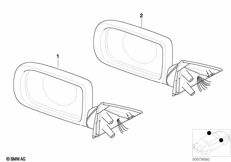 Genuine BMW 51168266465 E38 Exterior Mirror, No Lens, Heated, Left GLANZSCHWARZ (Inc. 750iLP, 725tds & 740d) | ML Performance UK Car Parts
