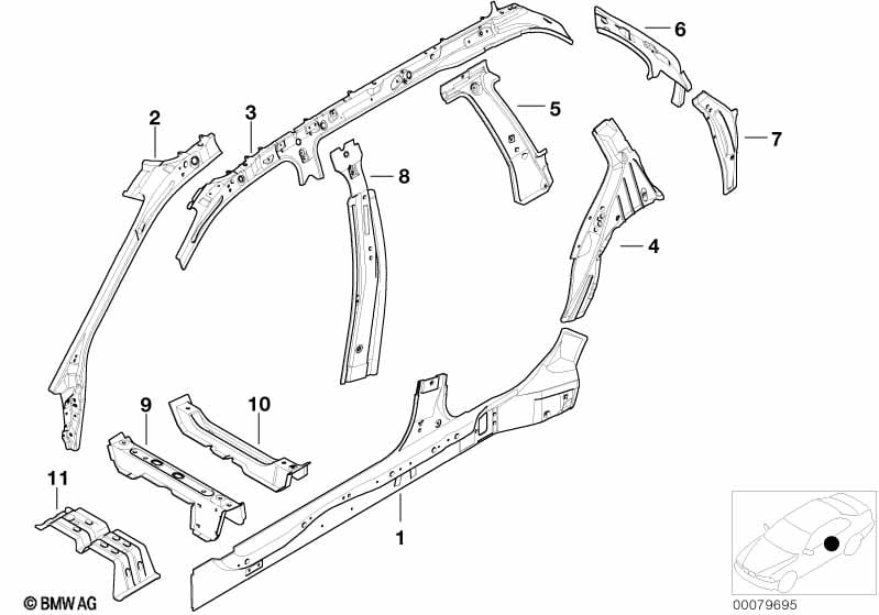 Single components for body-side frame