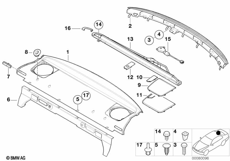 Rear window shelf / sun blind electr.