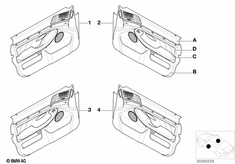 Indiv.door trim panel,leather/airbag frt