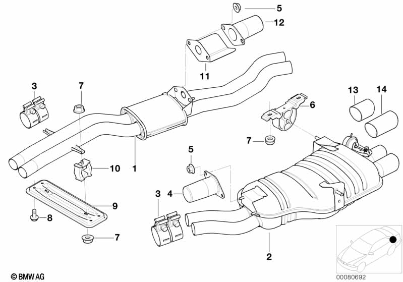 Center and rear muffler