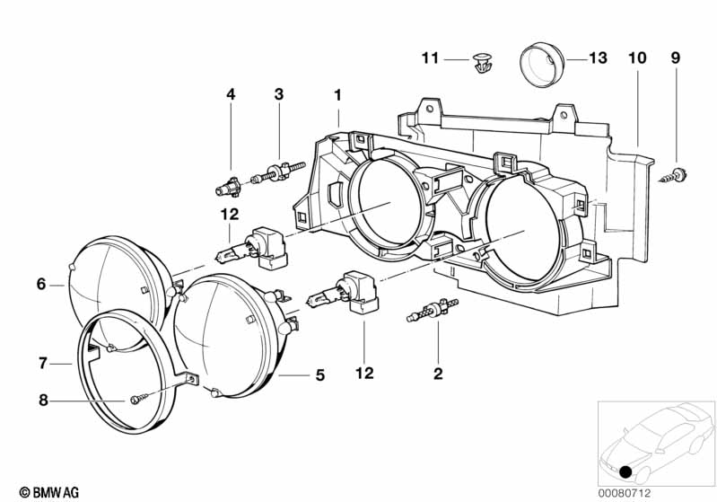 Single components for headlight