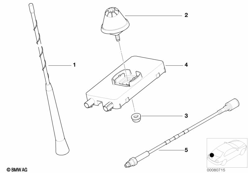 Single parts f side panel teleph.antenna