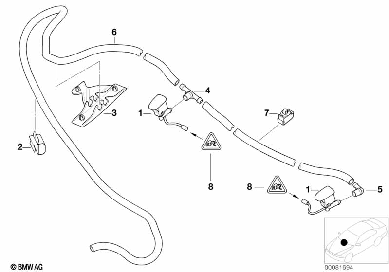 Single parts for windshield cleaning