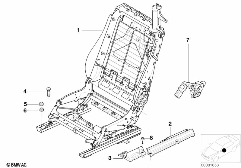 Front seat backrest frame