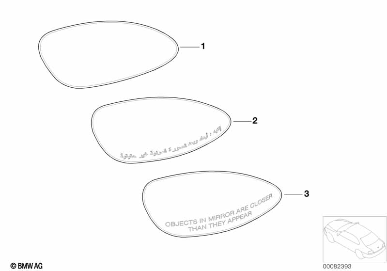 Mirror glas, M wing mirror