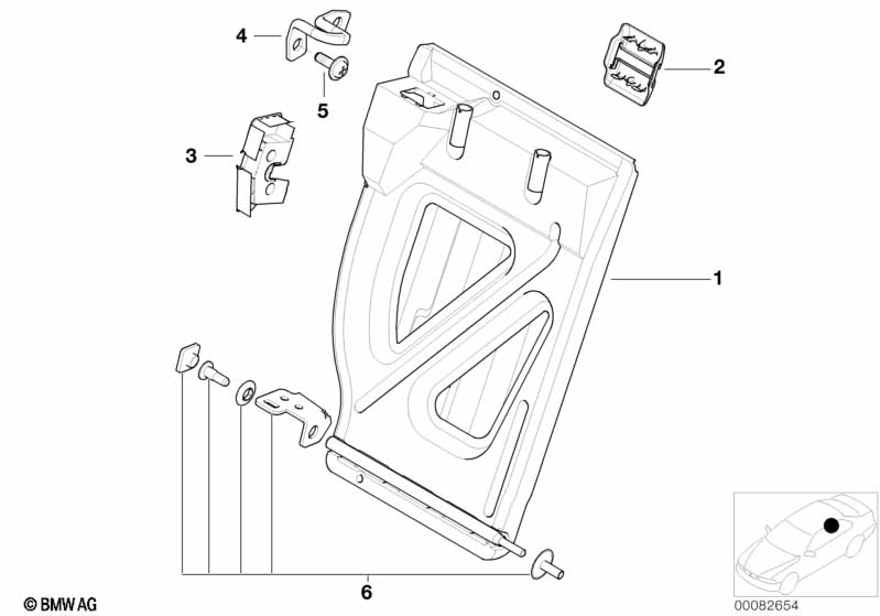 Seat, rear, seat frame, right