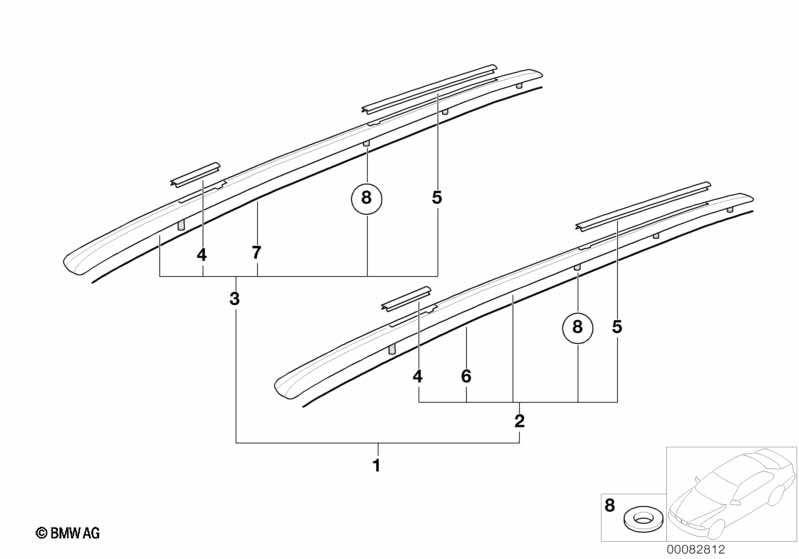 Genuine BMW 82129401646 E34 Retrofit Kit, Roof Railing (Inc. 530i, M5 & 540i) | ML Performance UK Car Parts