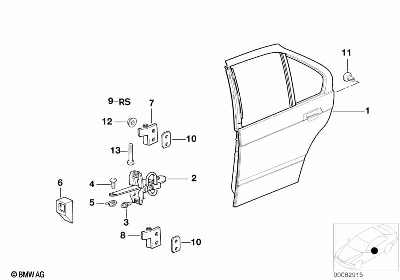 Rear door - hinge/door brake