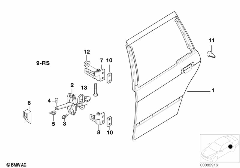 Rear door - hinge/door brake