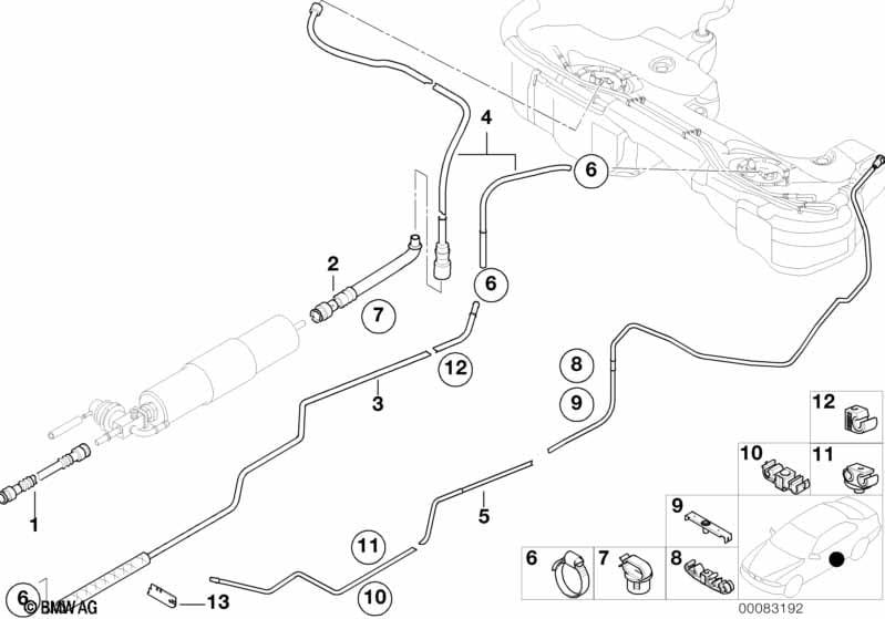 Fuel pipe and mounting parts