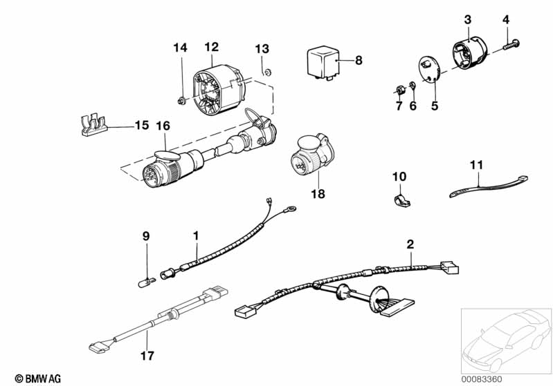Wiring set trailer coupling