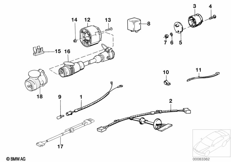 Wiring set trailer coupling