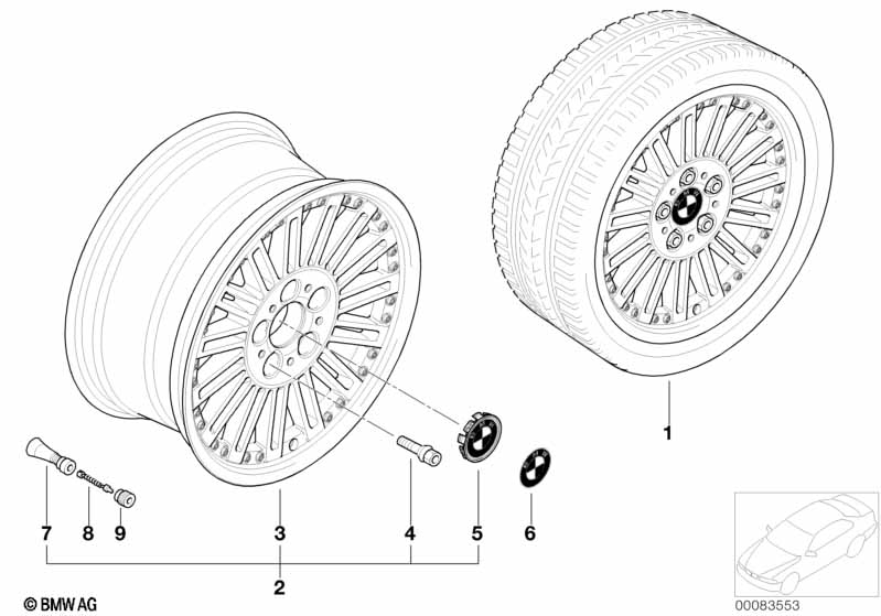 BMW composite wheel, radial spoke 86