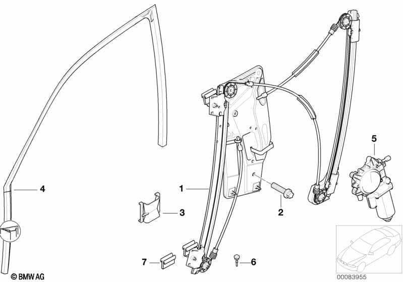 Mechanizm szyby drzwi przednich