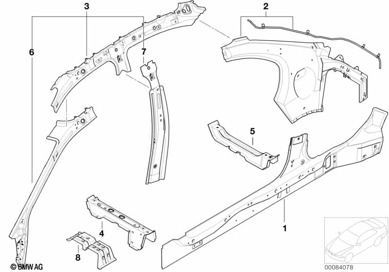 Single components for body-side frame
