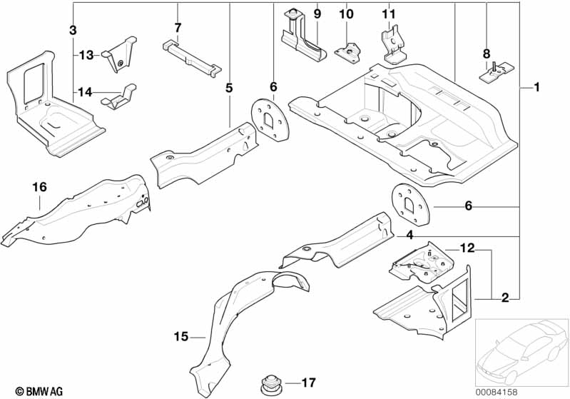 Mounting parts for trunk floor panel
