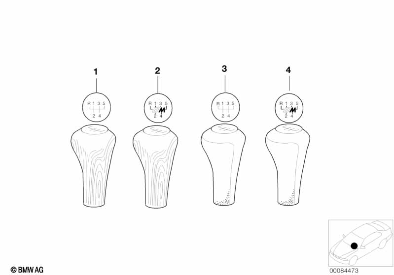 Individual gear shift knobs, wood