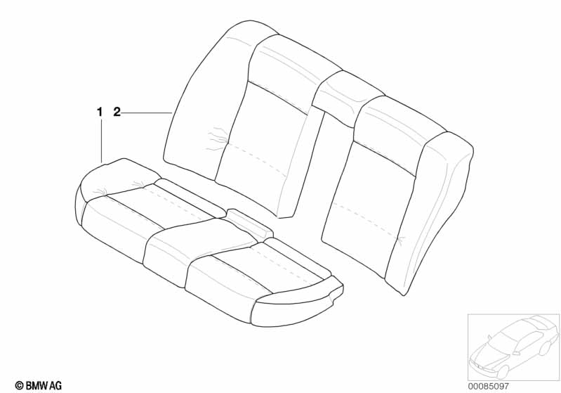 Individual cover, seat, rear, leather N6
