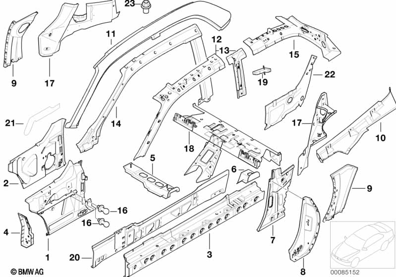 Single components for body-side frame
