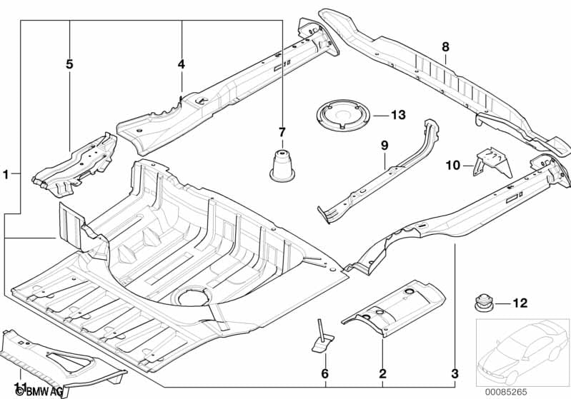 Mounting parts for trunk floor panel