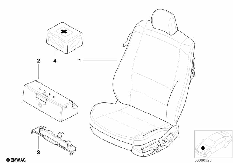 Seat, front, complete seat
