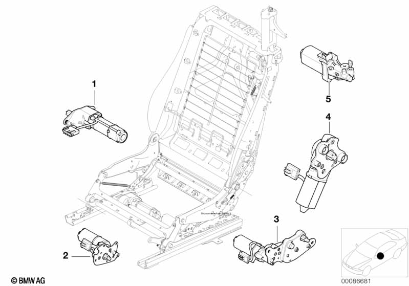 Genuine BMW 67668267404 E46 E64 Actuator, Backrest Adjustment Right (Inc. 635d, 630i & 330Ci) | ML Performance EU Car Parts