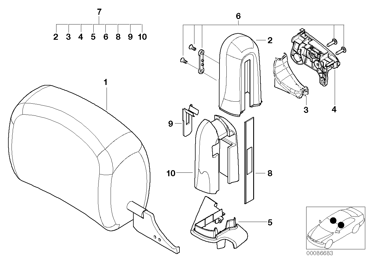 Genuine BMW 52108255356 E46 Cover, Headrest Right HELLBEIGE (Inc. 320Ci, 325Ci & 318Ci) | ML Performance UK Car Parts