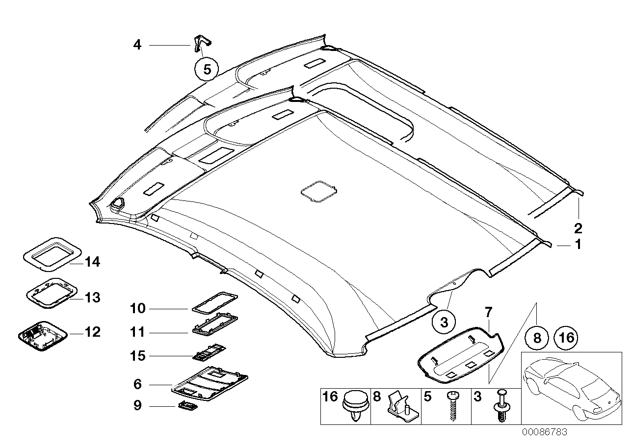 Genuine BMW 51447124318 E46 Headliner Its SCHWARZ (Inc. 325i, 325xi & 320i) | ML Performance UK Car Parts