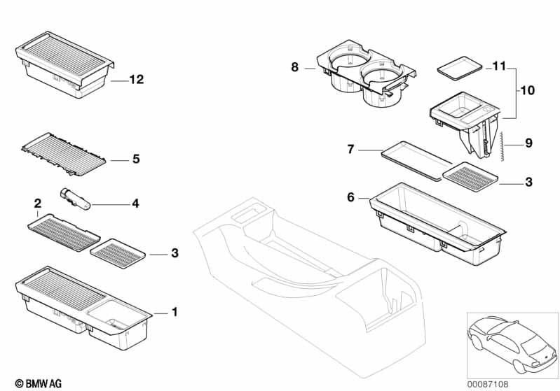 Storing partition mounting parts