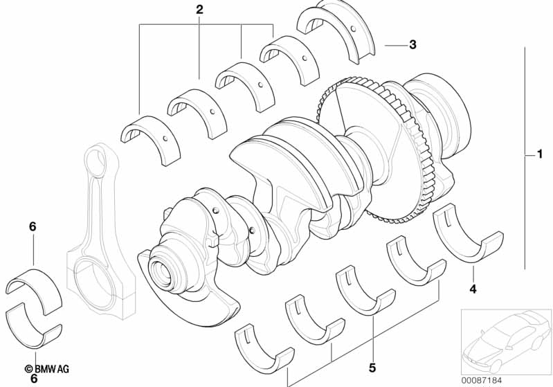 Genuine BMW 11211439958 E46 Guide-Bearing Shell Yellow 65,00MM (Inc. 318Ci, 318ti & 316ti) | ML Performance UK Car Parts