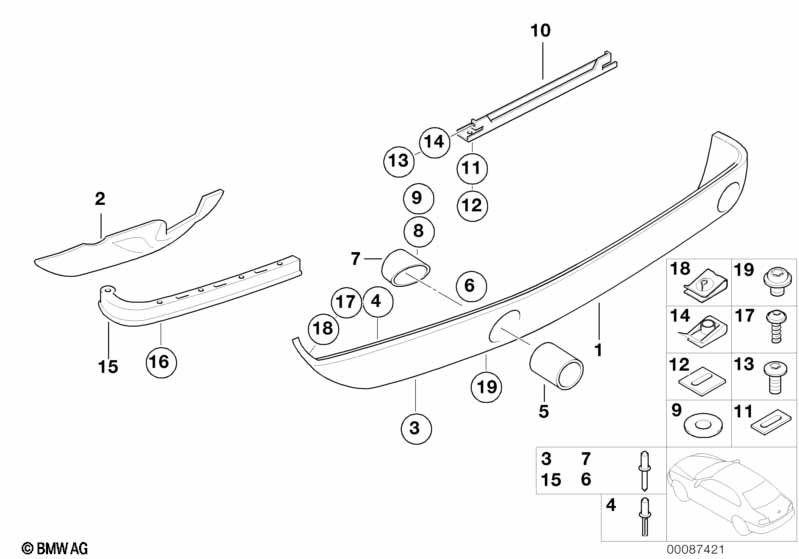 Genuine BMW 51128258713 E52 Tailpipe Tip (Inc. Alpina V8 & Z8) | ML Performance UK Car Parts